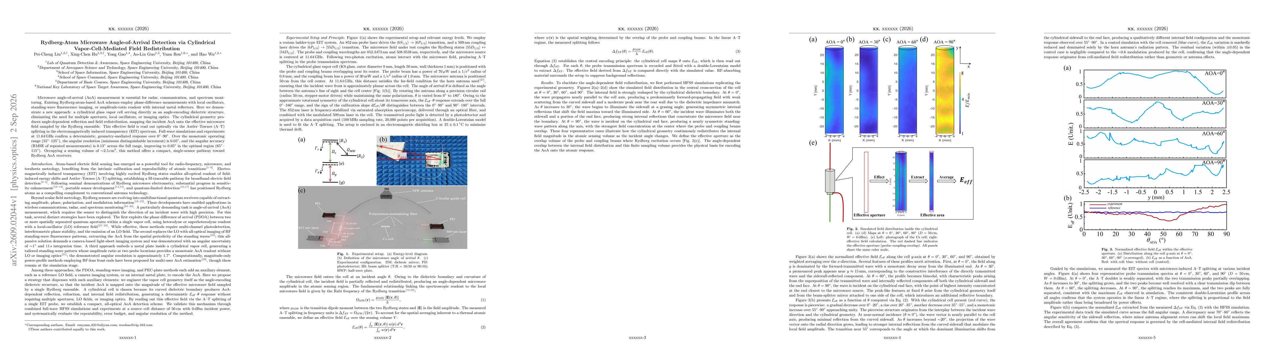 Thumbnail for Rydberg-atom microwave angle-of-arrival detection via cylindrical vapor-cell-mediated field redistribution