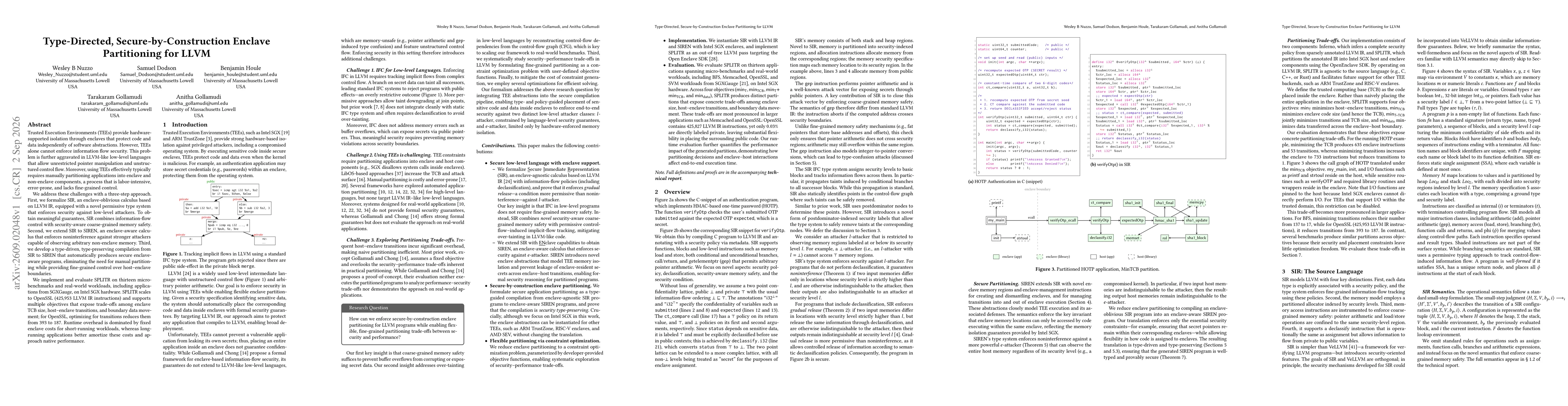 Thumbnail for Type-Directed, Secure-by-Construction Enclave Partitioning for LLVM