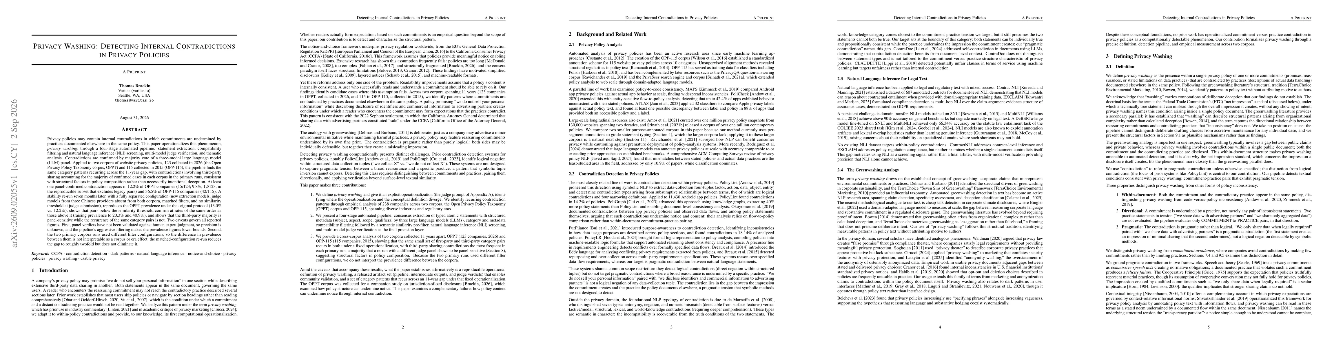 Thumbnail for Privacy Washing: Detecting Internal Contradictions in Privacy Policies