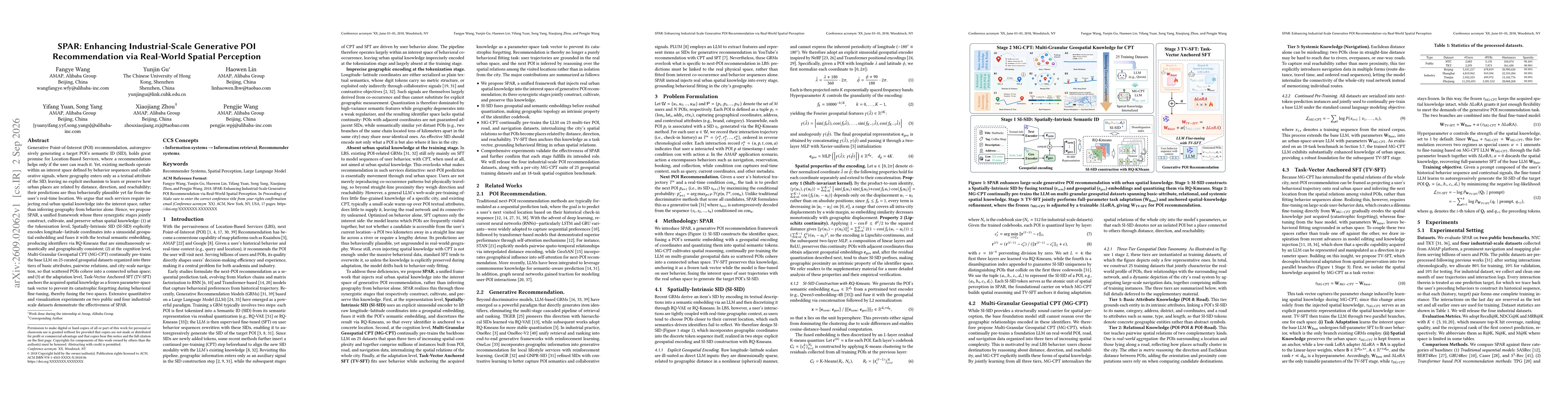 Thumbnail for SPAR: Enhancing Industrial-Scale Generative POI Recommendation via Real-World Spatial Perception