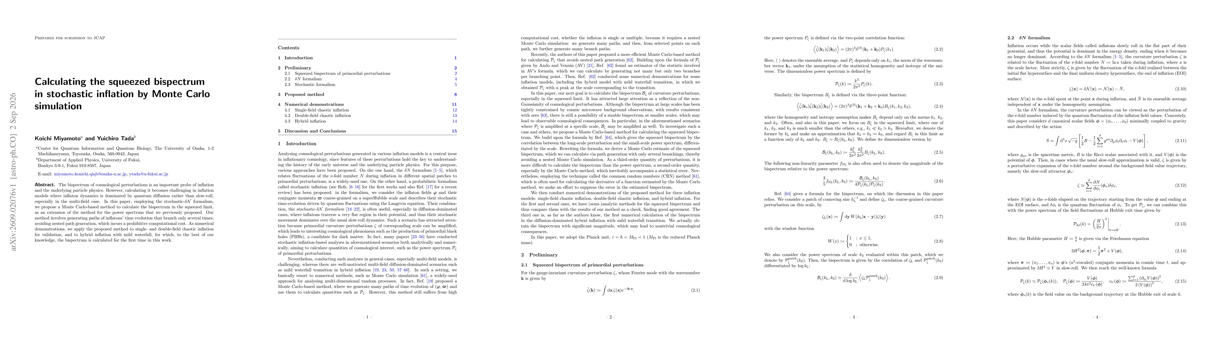 Thumbnail for Calculating the squeezed bispectrum in stochastic inflation by Monte Carlo simulation