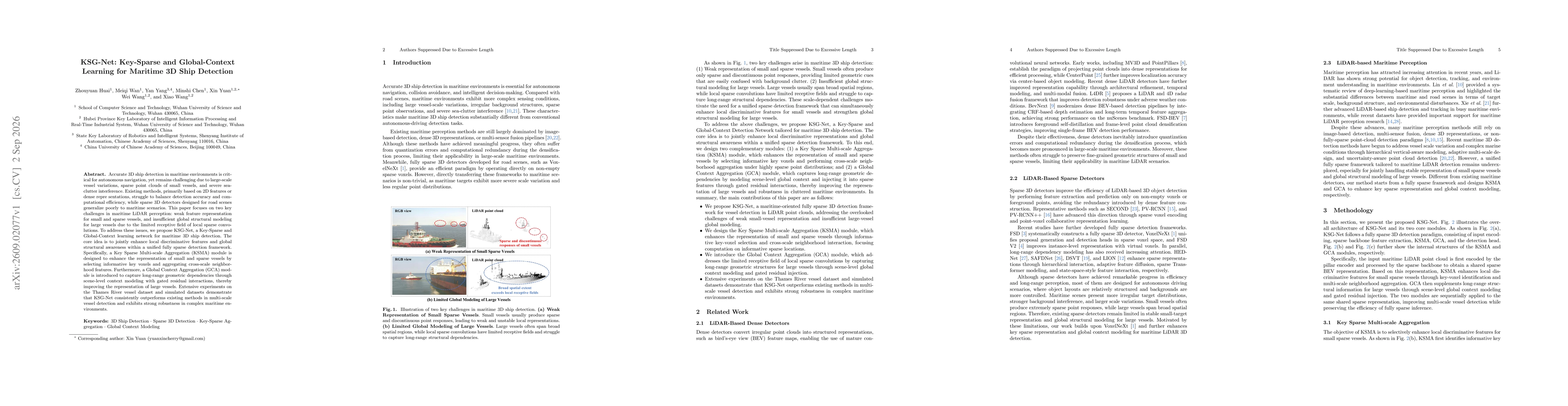 Thumbnail for KSG-Net: Key-Sparse and Global-Context Learning for Maritime 3D Ship Detection