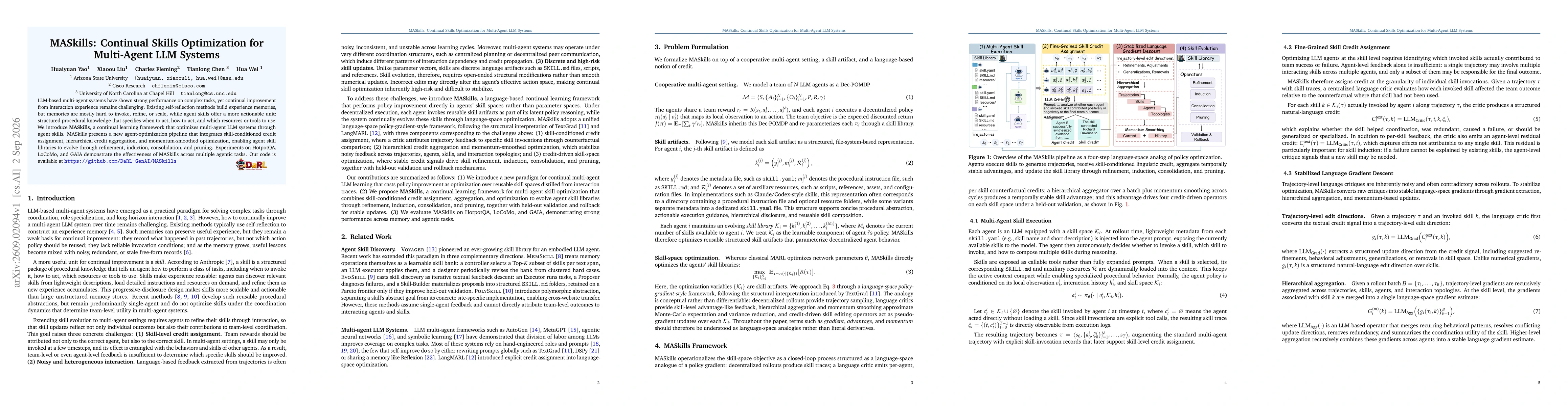 Thumbnail for MASkills: Continual Skills Optimization for Multi-Agent LLM Systems
