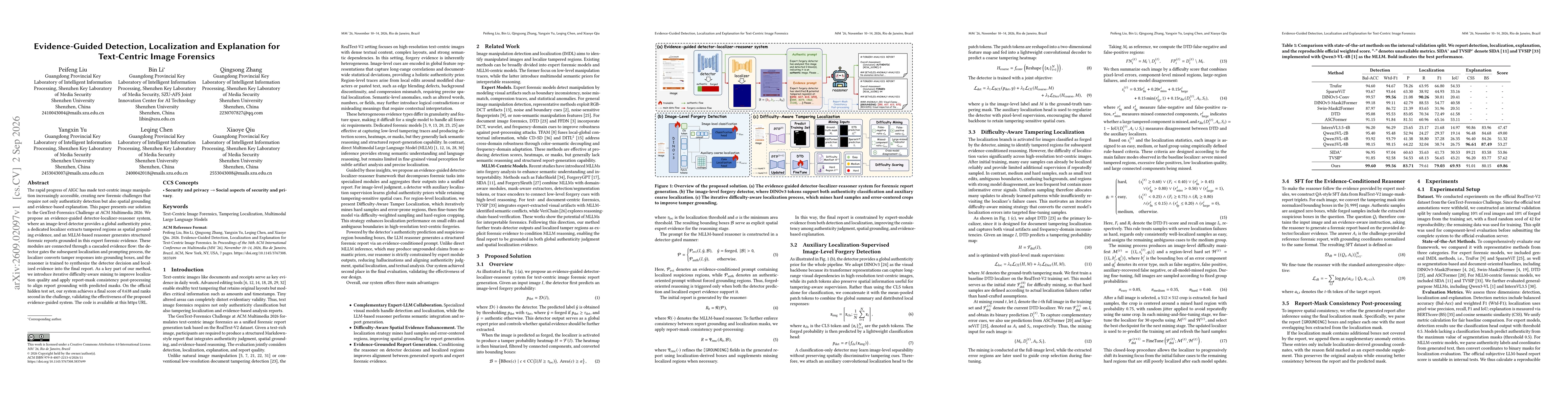 Thumbnail for Evidence-Guided Detection, Localization and Explanation for Text-Centric Image Forensics