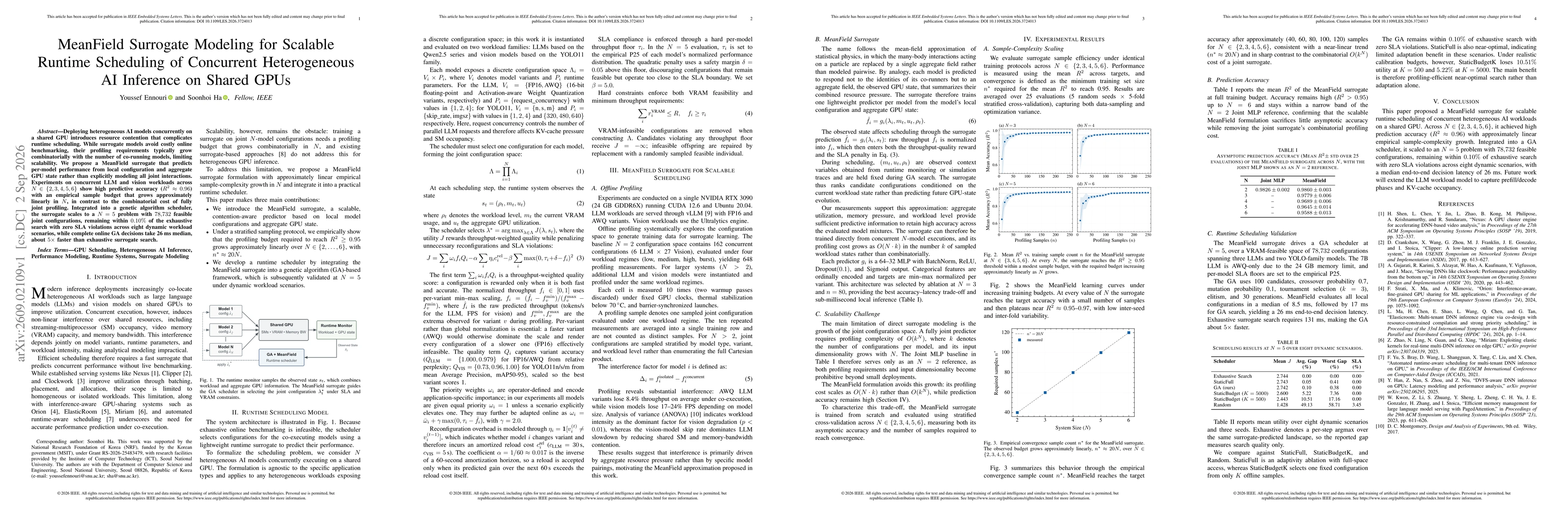 Thumbnail for MeanField Surrogate Modeling for Scalable Runtime Scheduling of Concurrent Heterogeneous AI Inference on Shared GPUs