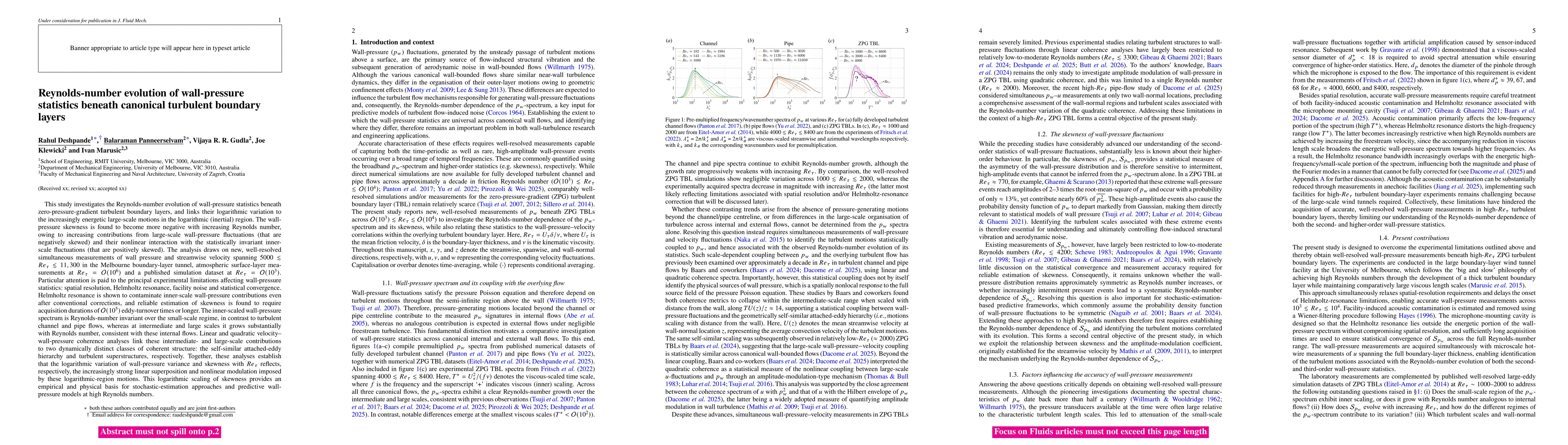 Thumbnail for Reynolds-number evolution of wall-pressure statistics beneath canonical turbulent boundary layers