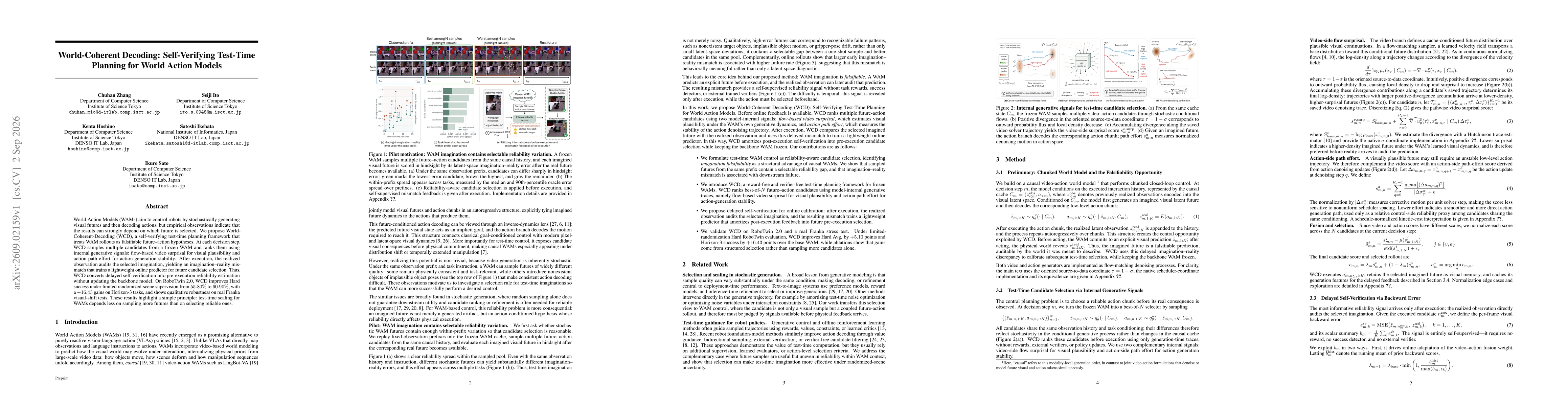 Thumbnail for World-Coherent Decoding: Self-Verifying Test-Time Planning for World Action Models
