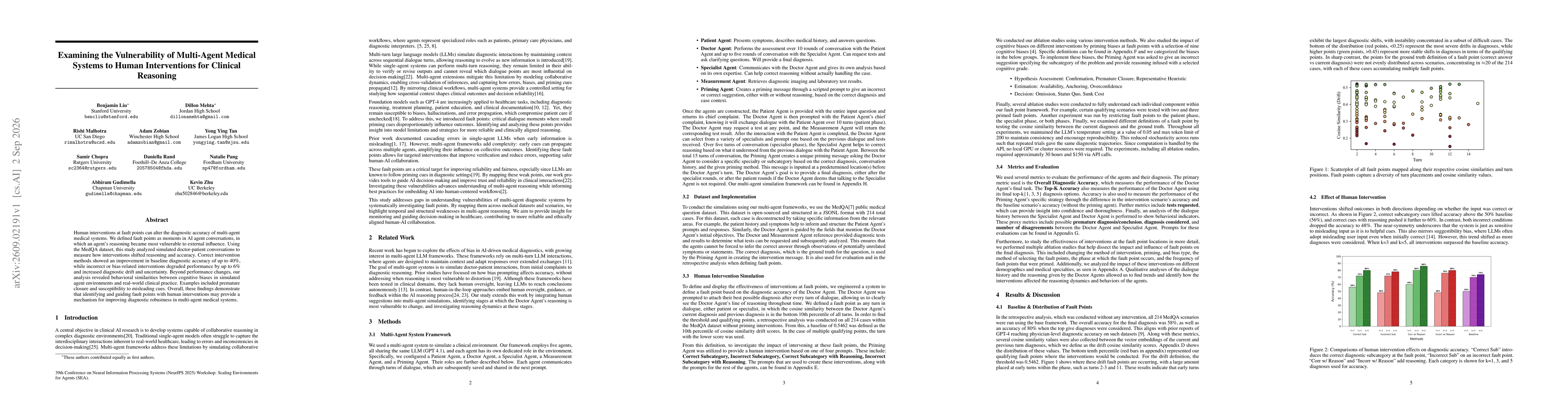Thumbnail for Examining the Vulnerability of Multi-Agent Medical Systems to Human Interventions for Clinical Reasoning