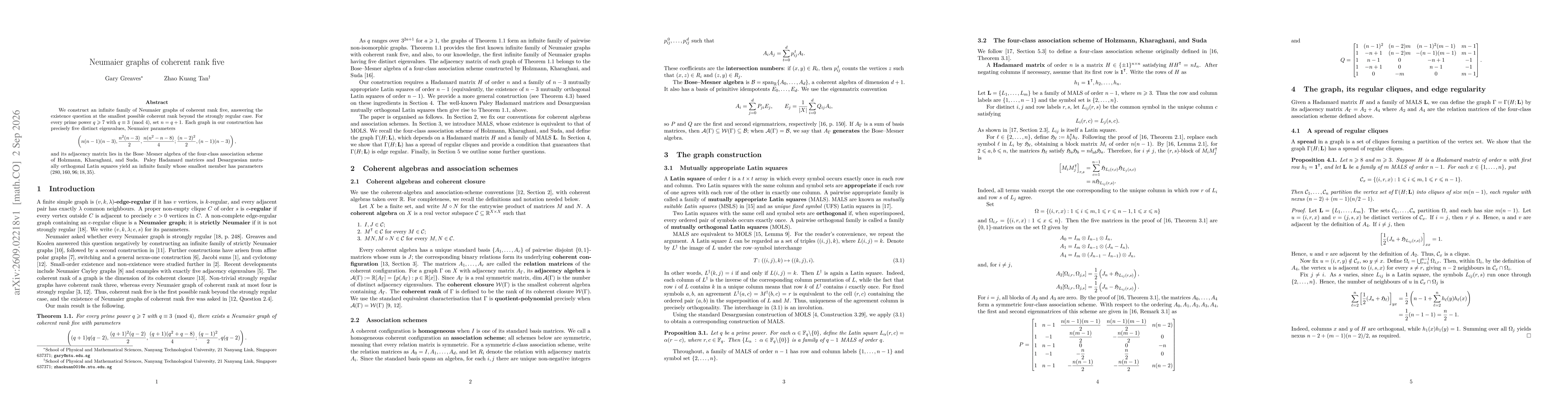 Thumbnail for Neumaier graphs of coherent rank five