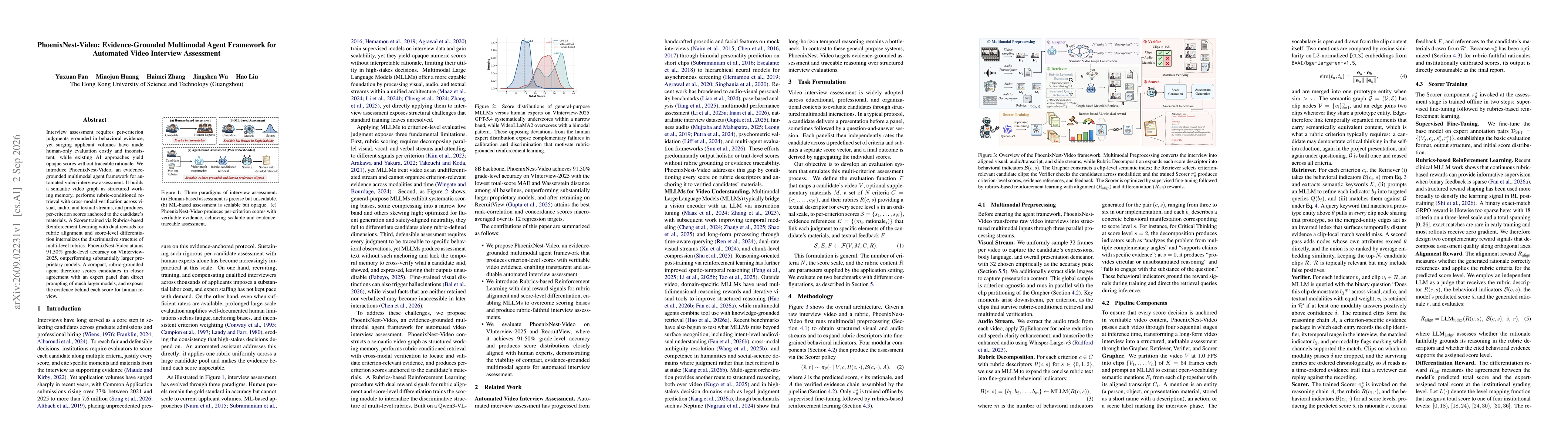 Thumbnail for PhoenixNest-Video: Evidence-Grounded Multimodal Agent Framework for Automated Video Interview Assessment