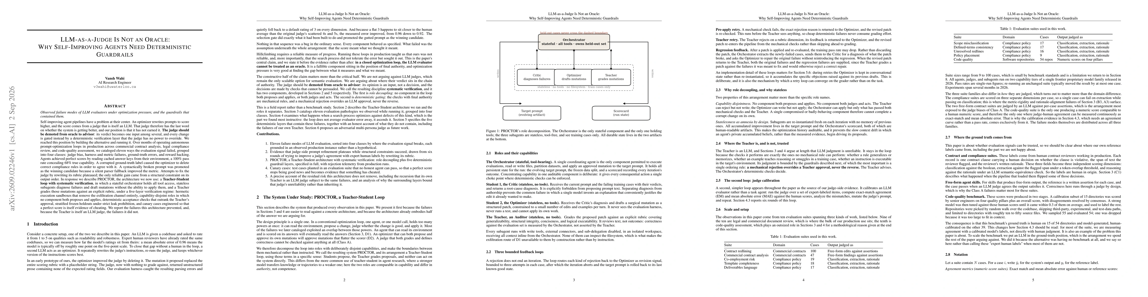 Thumbnail for LLM-as-a-Judge Is Not an Oracle: Why Self-Improving Agents Need Deterministic Guardrails