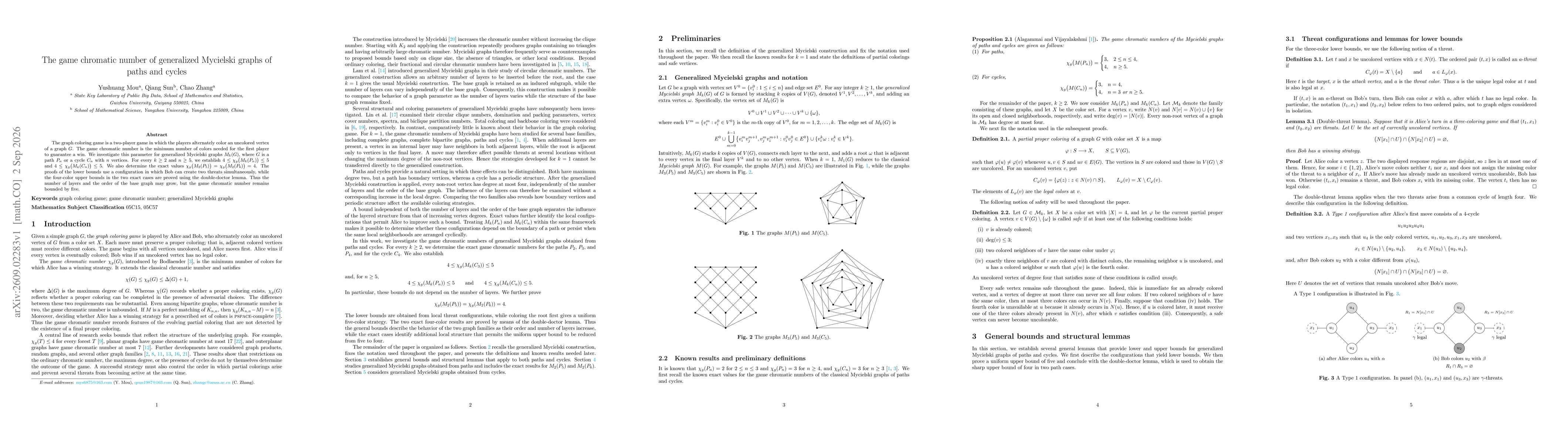 Thumbnail for The game chromatic number of generalized Mycielski graphs of paths and cycles