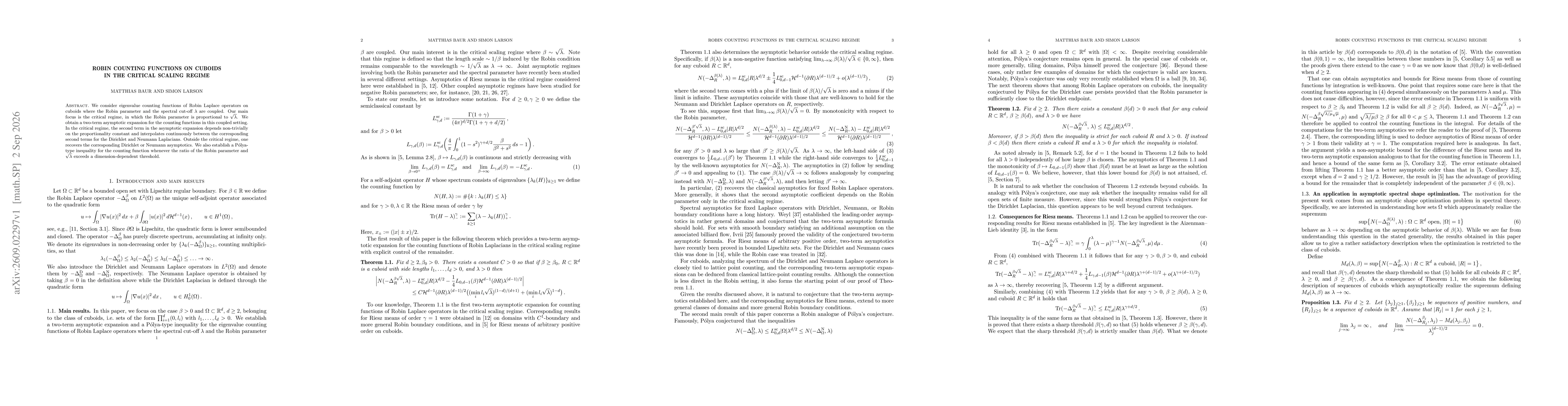 Thumbnail for Robin counting functions on cuboids in the critical scaling regime