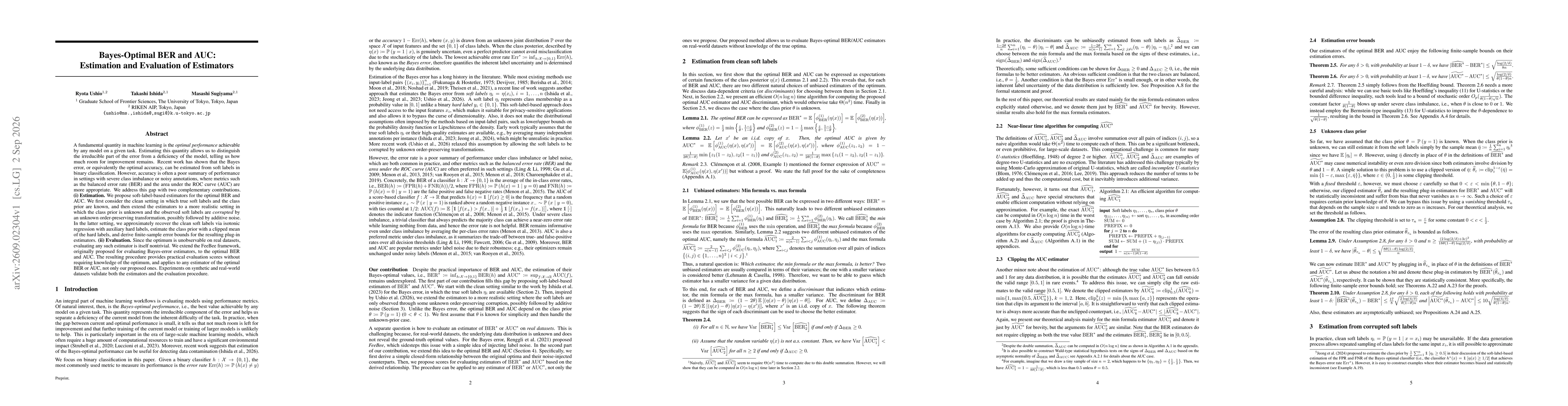 Thumbnail for Bayes-Optimal BER and AUC: Estimation and Evaluation of Estimators