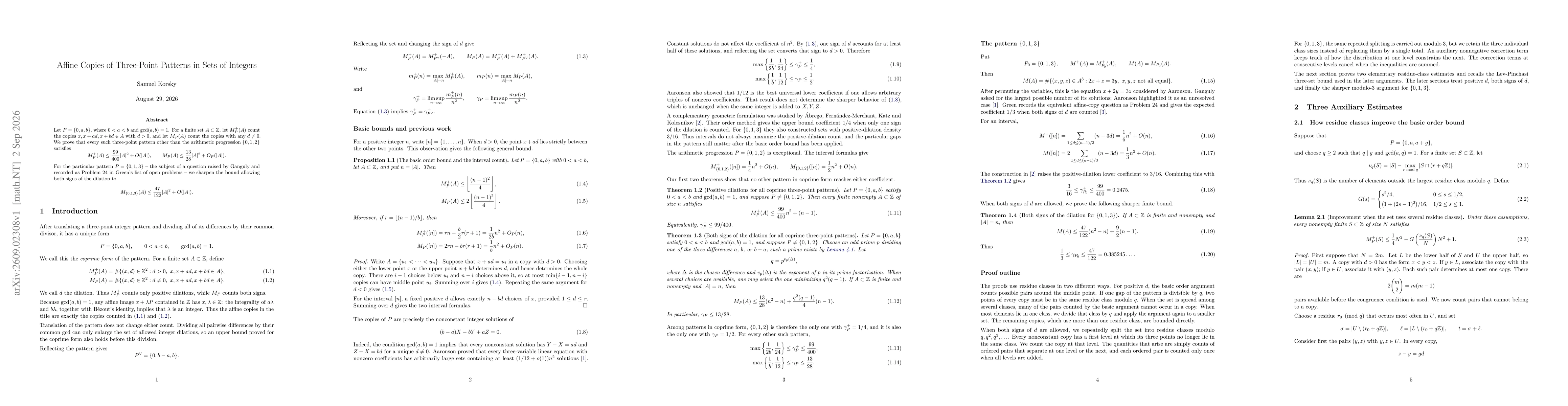 Thumbnail for Affine Copies of Three-Point Patterns in Sets of Integers