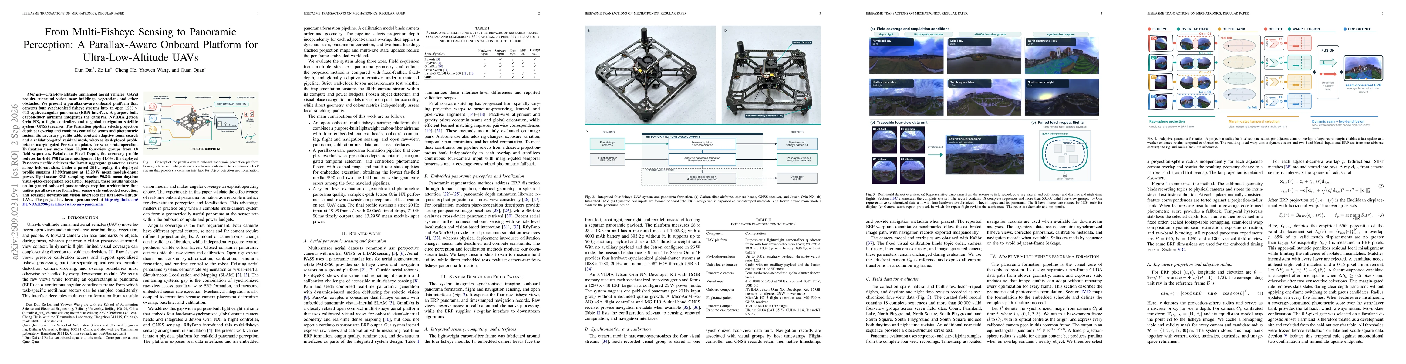 Thumbnail for From Multi-Fisheye Sensing to Panoramic Perception: A Parallax-Aware Onboard Platform for Ultra-Low-Altitude UAVs