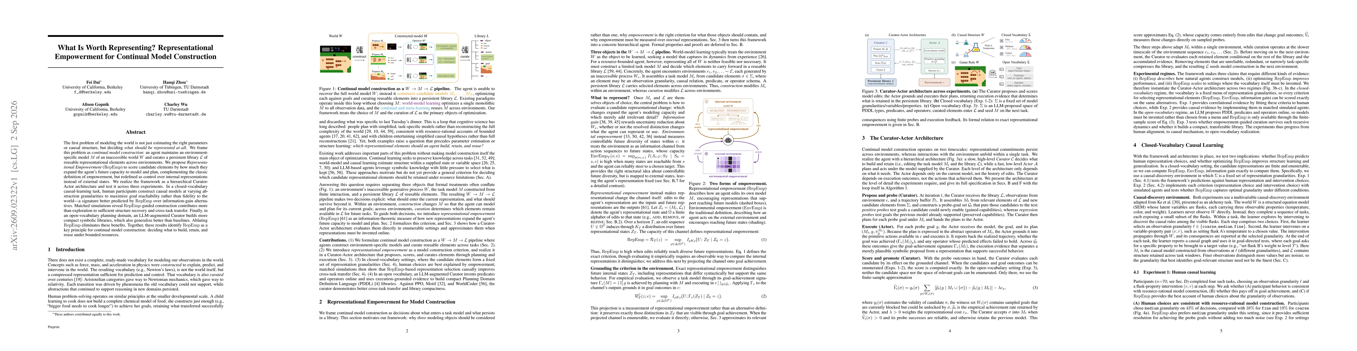 Thumbnail for What Is Worth Representing? Representational Empowerment for Continual Model Construction