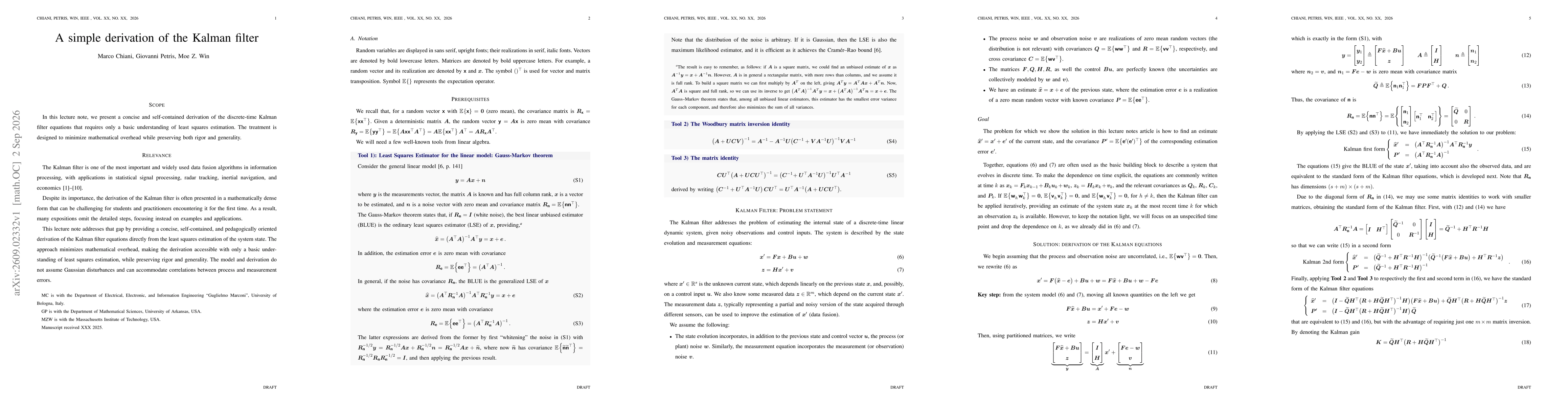 Thumbnail for A simple derivation of the Kalman filter