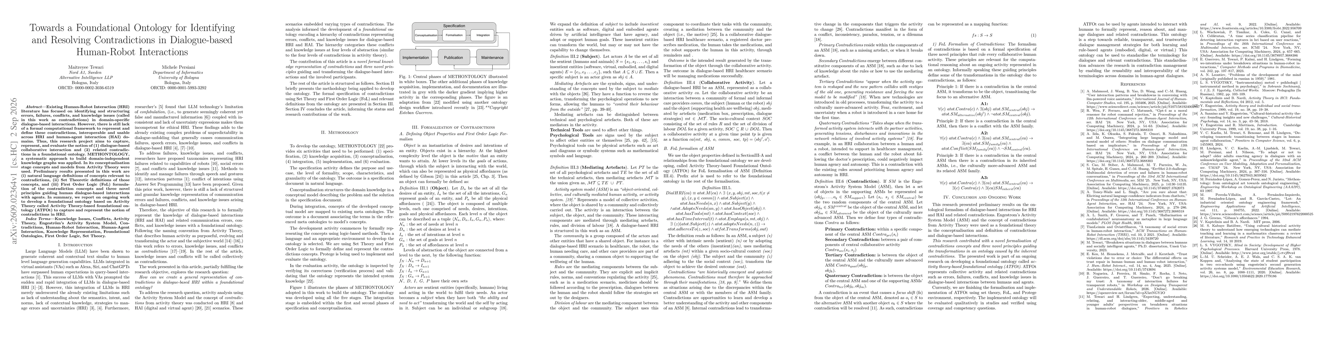 Thumbnail for Towards a Foundational Ontology for Identifying and Resolving Contradictions in Dialogue-based Human-Robot Interactions