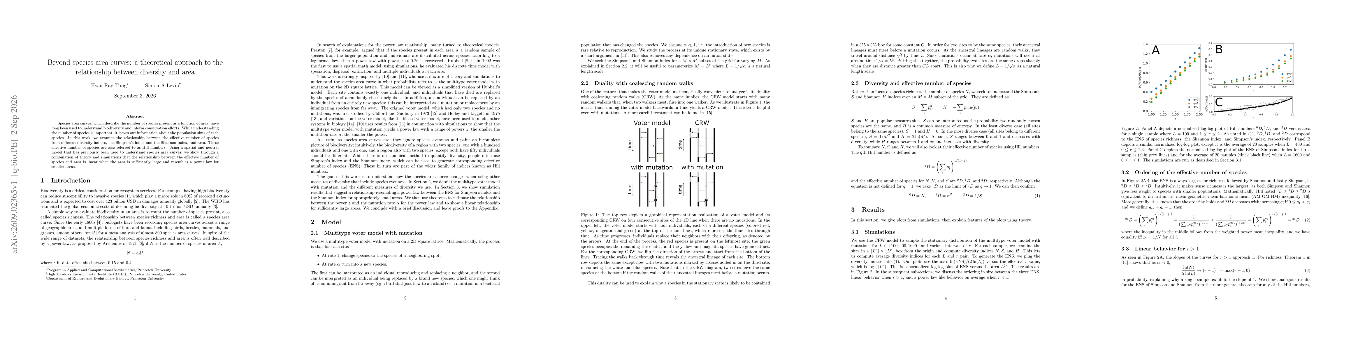 Thumbnail for Beyond species area curves: a theoretical approach to the relationship between diversity and area