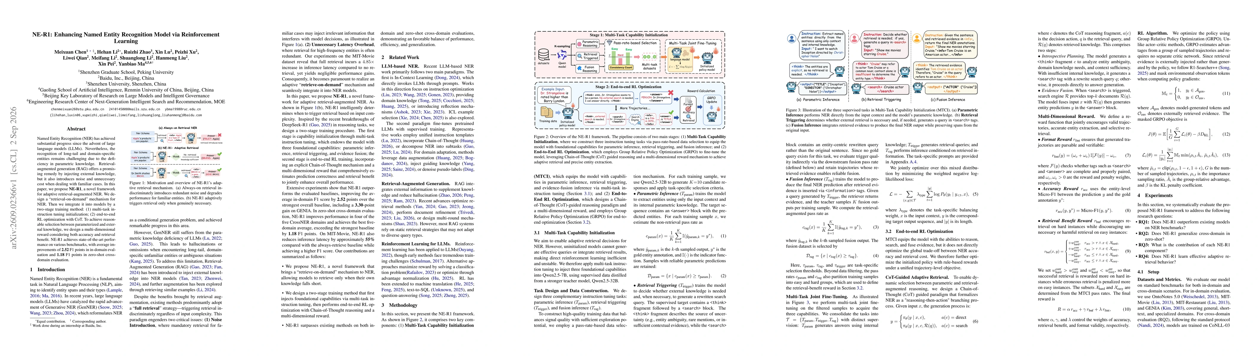 Thumbnail for NE-R1: Enhancing Named Entity Recognition Model via Reinforcement Learning