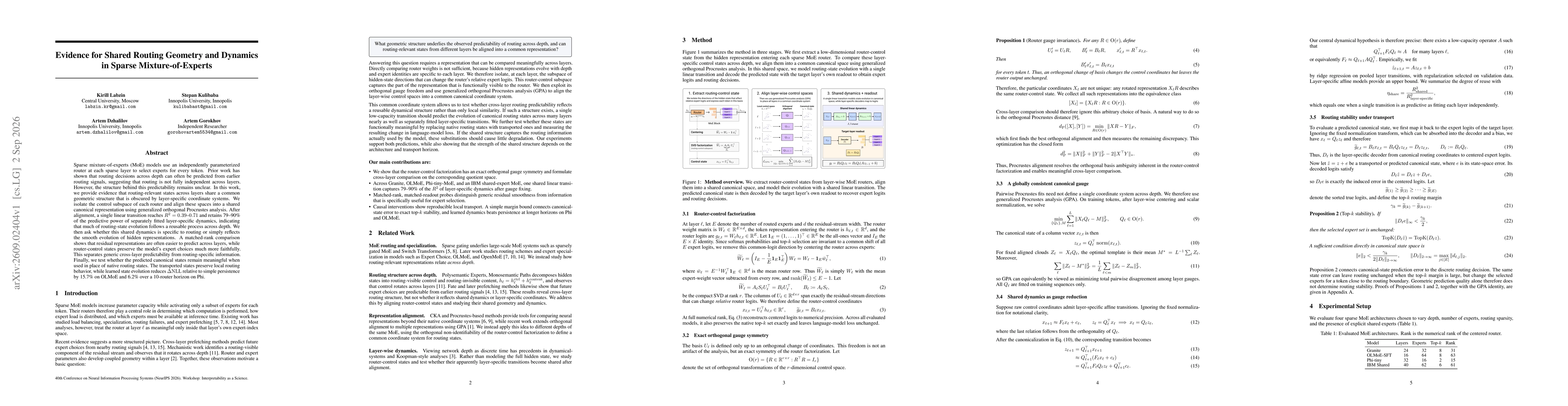 Thumbnail for Evidence for Shared Routing Geometry and Dynamics in Sparse Mixture-of-Experts