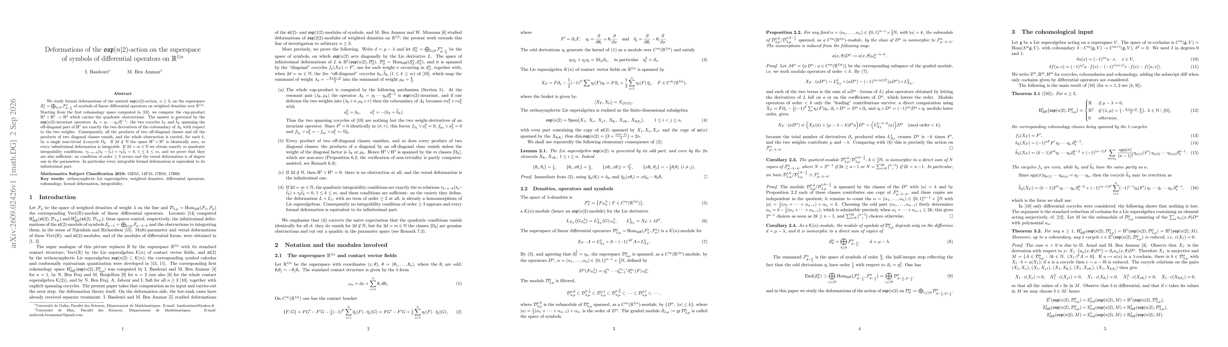 Thumbnail for Deformations of the $\mathfrak{osp}(n|2)$-action on the superspace of symbols of differential operators on $\R^{1|n}$