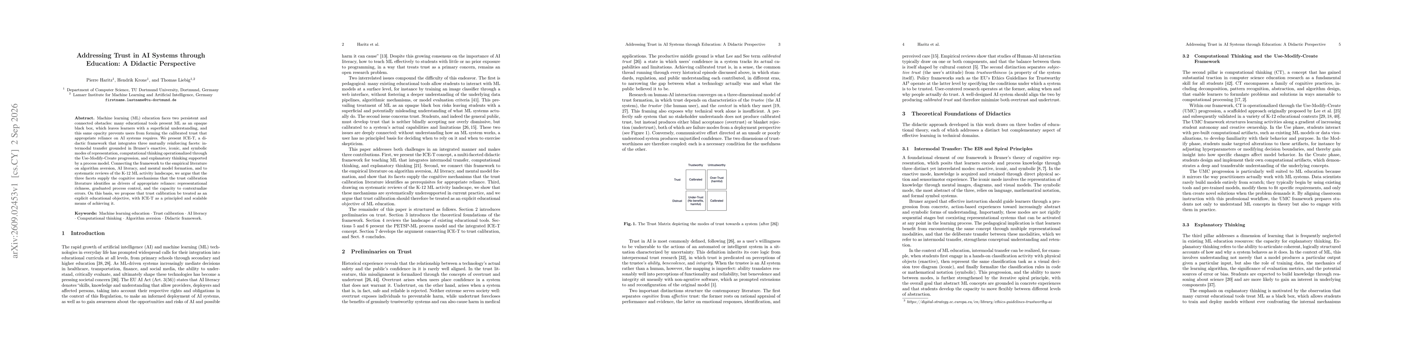 Thumbnail for Addressing Trust in AI Systems through Education: A Didactic Perspective