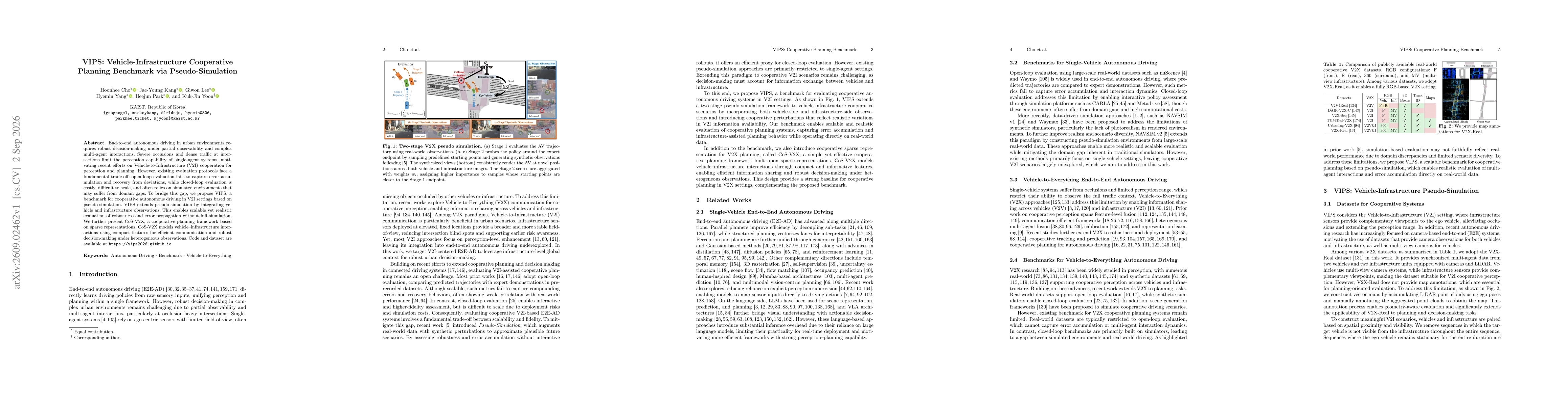 Thumbnail for VIPS: Vehicle-Infrastructure Cooperative Planning Benchmark via Pseudo-Simulation