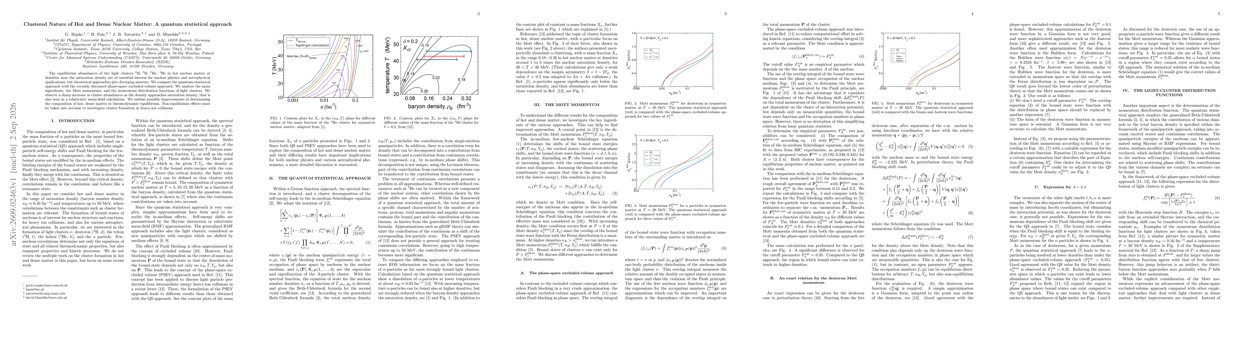 Thumbnail for Clustered Nature of Hot and Dense Nuclear Matter: A quantum statistical approach