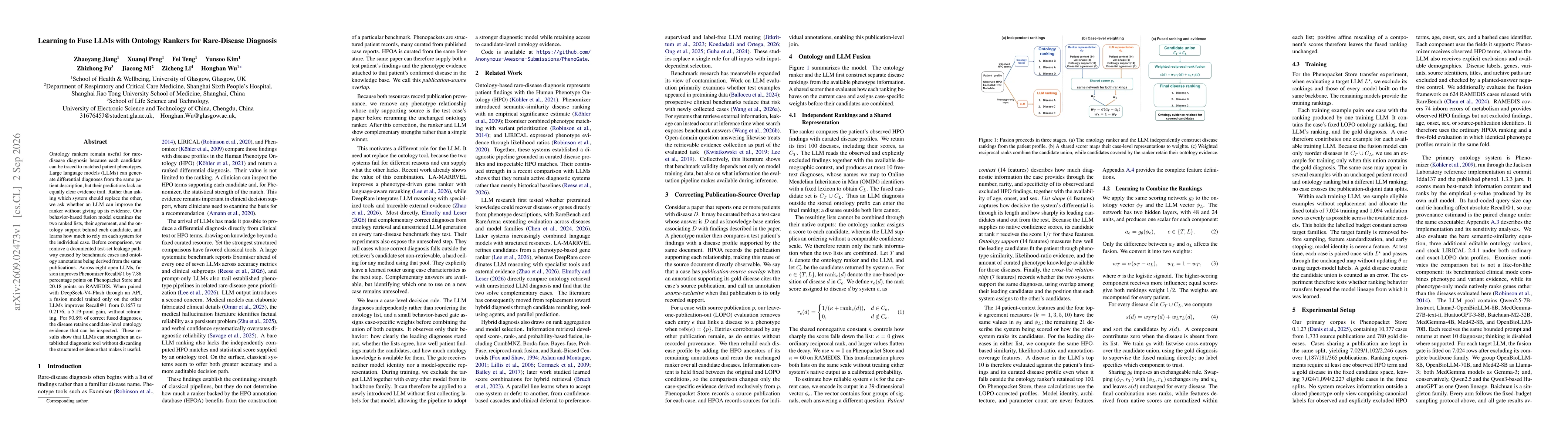 Thumbnail for Learning to Fuse LLMs with Ontology Rankers for Rare-Disease Diagnosis