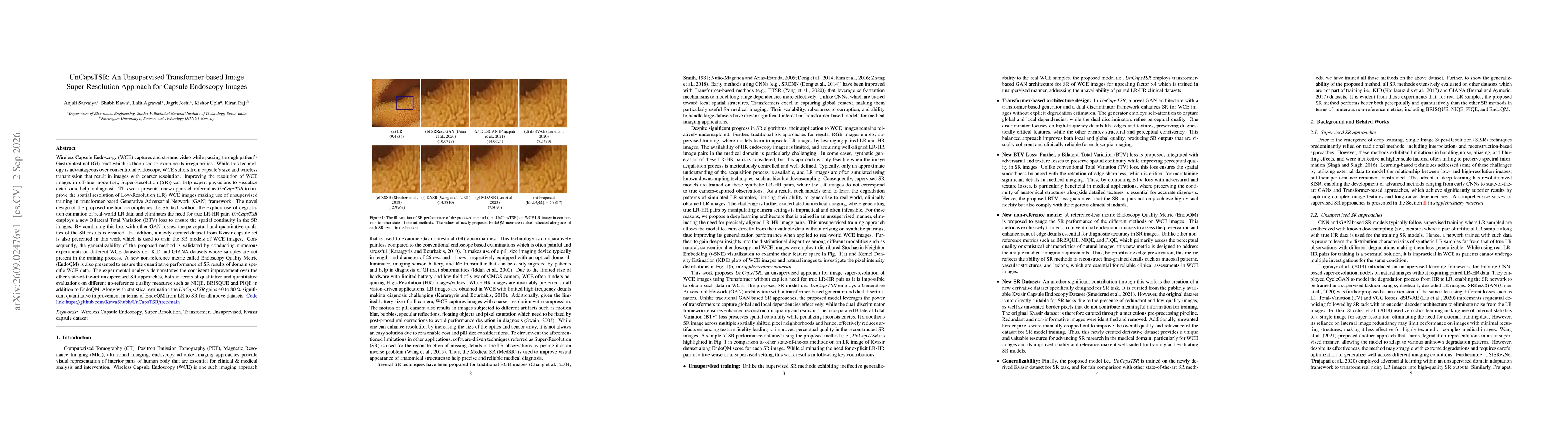 Thumbnail for UnCapsTSR: An Unsupervised Transformer-based Image Super-Resolution Approach for Capsule Endoscopy Images