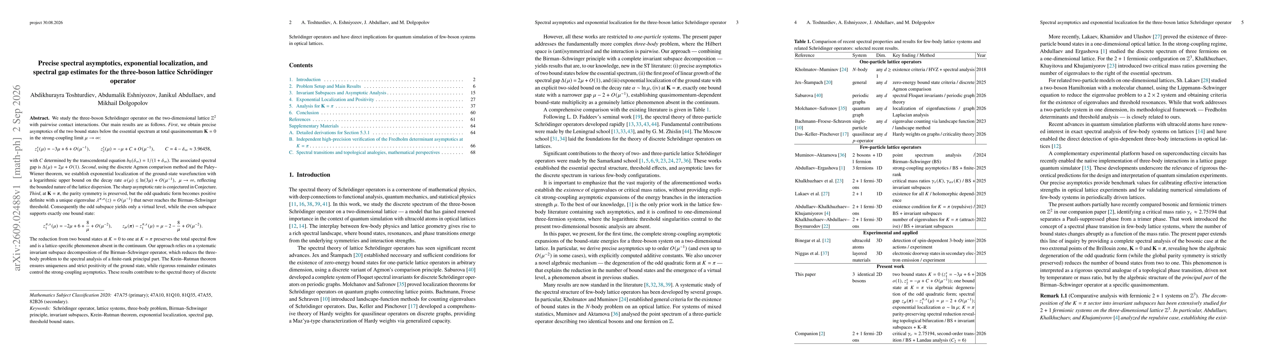 Thumbnail for Precise spectral asymptotics, exponential localization, and spectral gap estimates for the three-boson lattice Schrödinger operator
