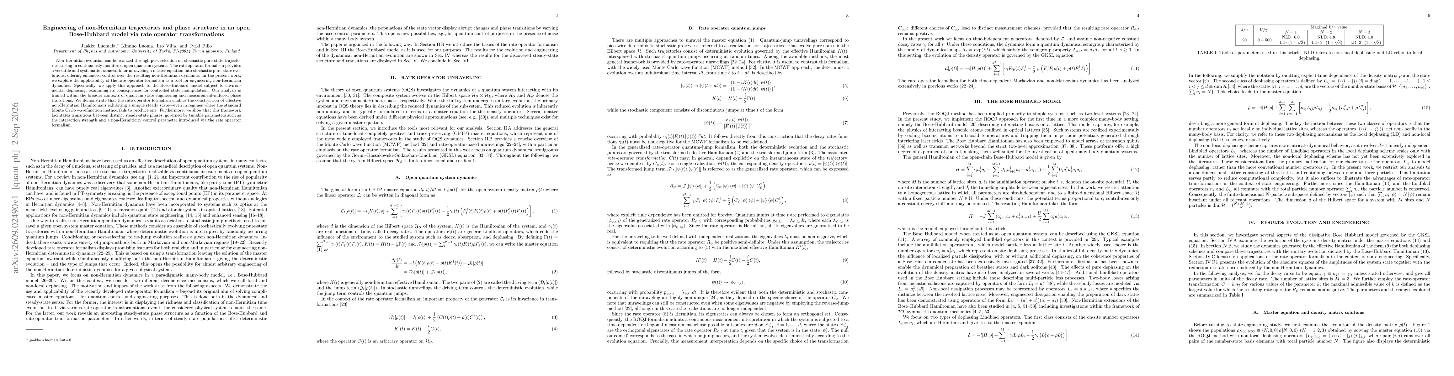 Thumbnail for Engineering of Non-Hermitian Trajectories and Phase Structure in an Open Bose-Hubbard Model via Rate Operator Transformations