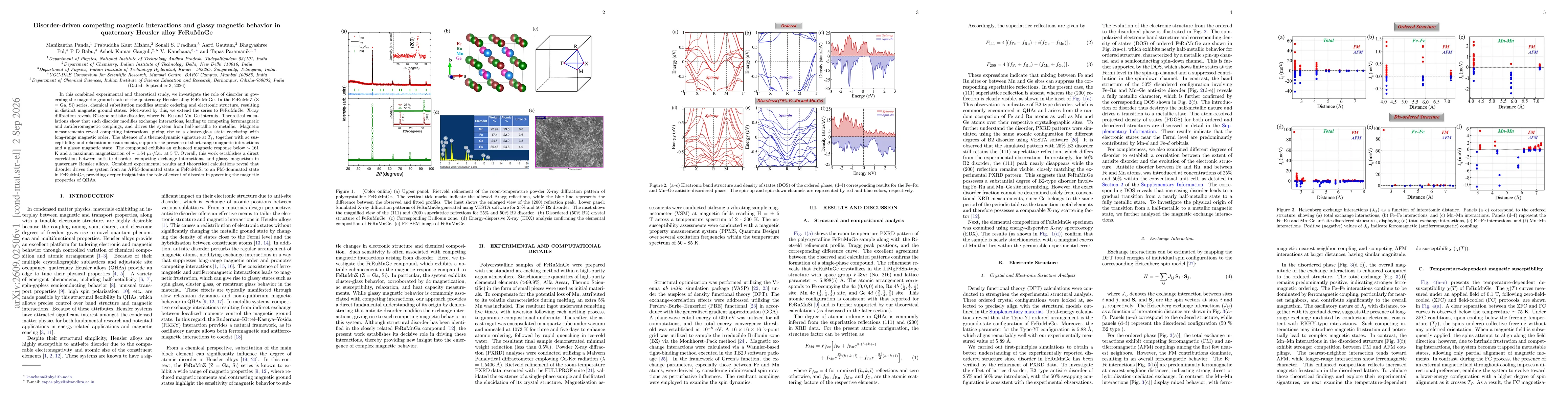 Thumbnail for Disorder-driven competing magnetic interactions and glassy magnetic behavior in quaternary Heusler alloy FeRuMnGe