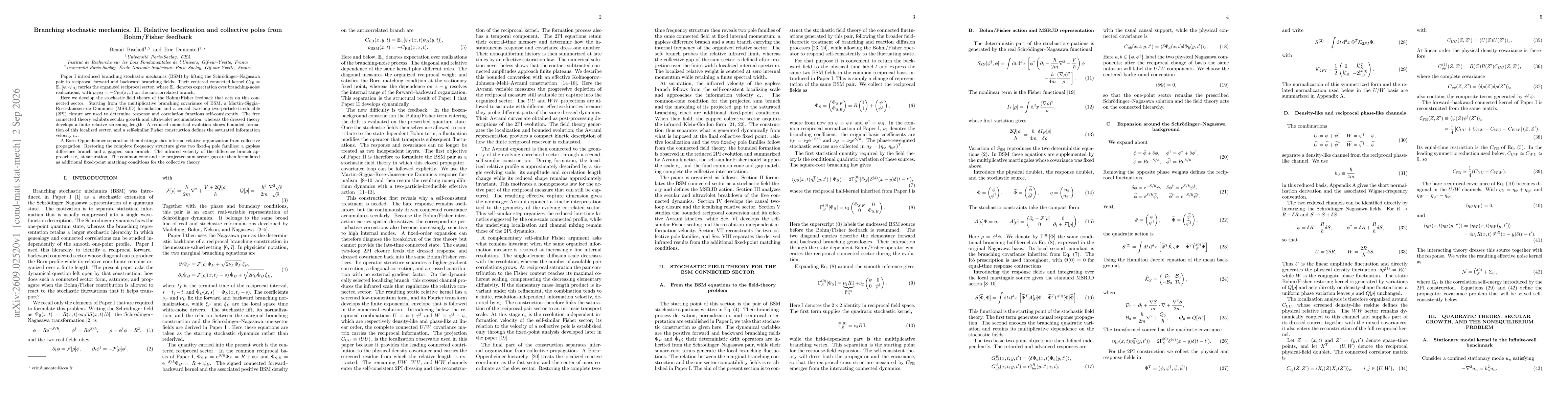 Thumbnail for Branching stochastic mechanics. II. Relative localization and collective poles from Bohm/Fisher feedback