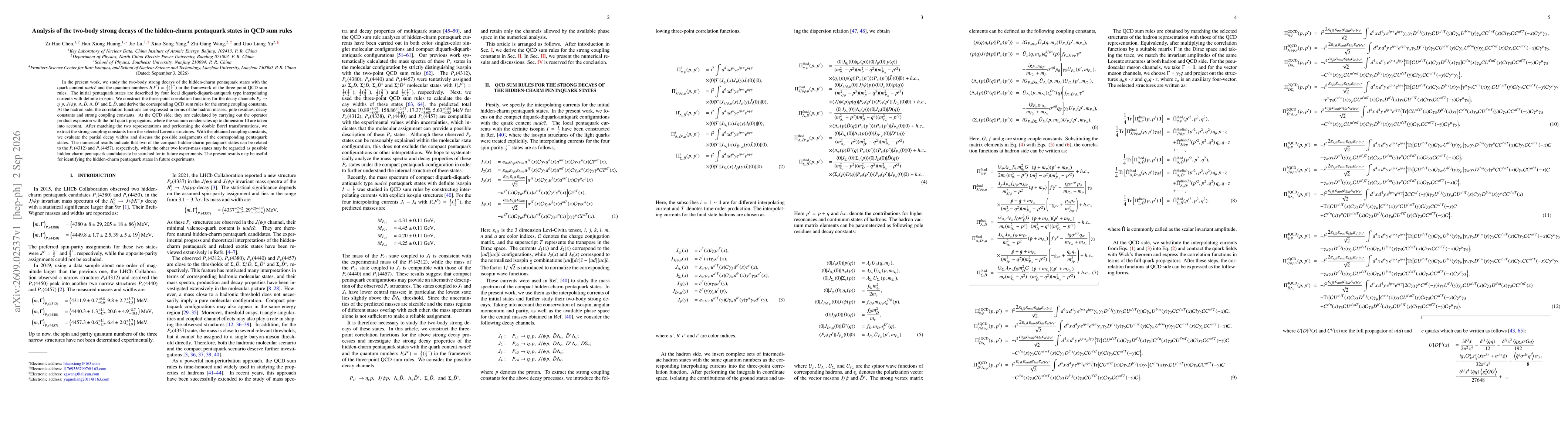 Thumbnail for Analysis of the two-body strong decays of the hidden-charm pentaquark states in QCD sum rules