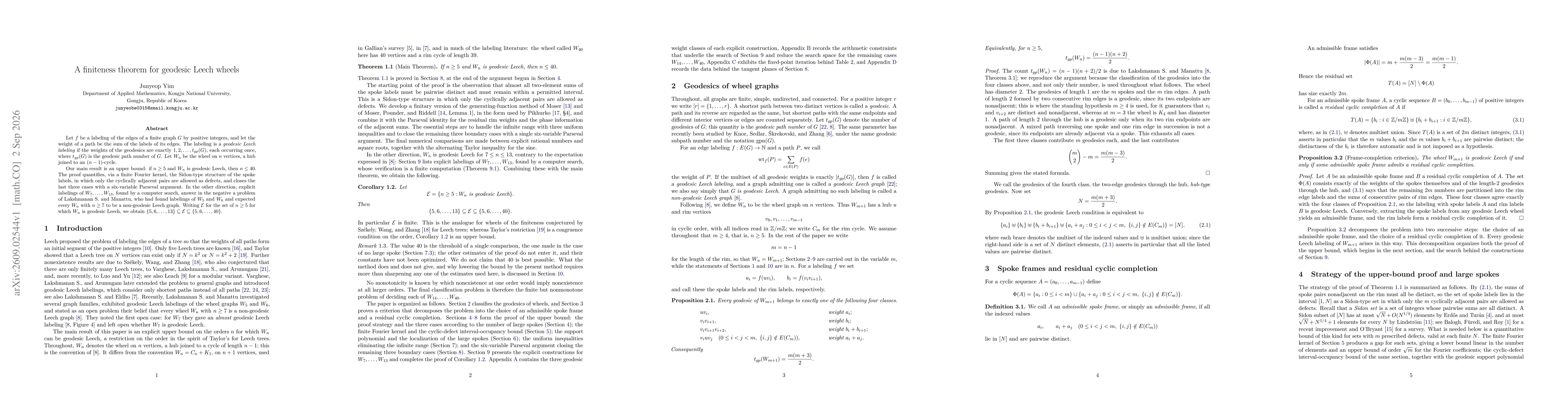 Thumbnail for A finiteness theorem for geodesic Leech wheels