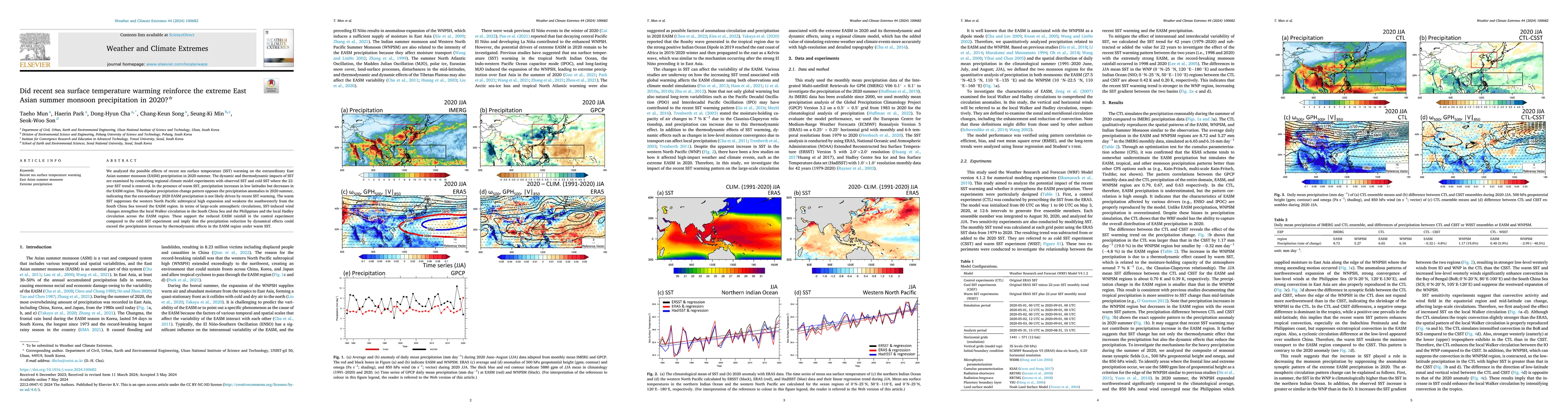 Thumbnail for Did recent sea surface temperature warming reinforce the extreme East Asian summer monsoon precipitation in 2020?