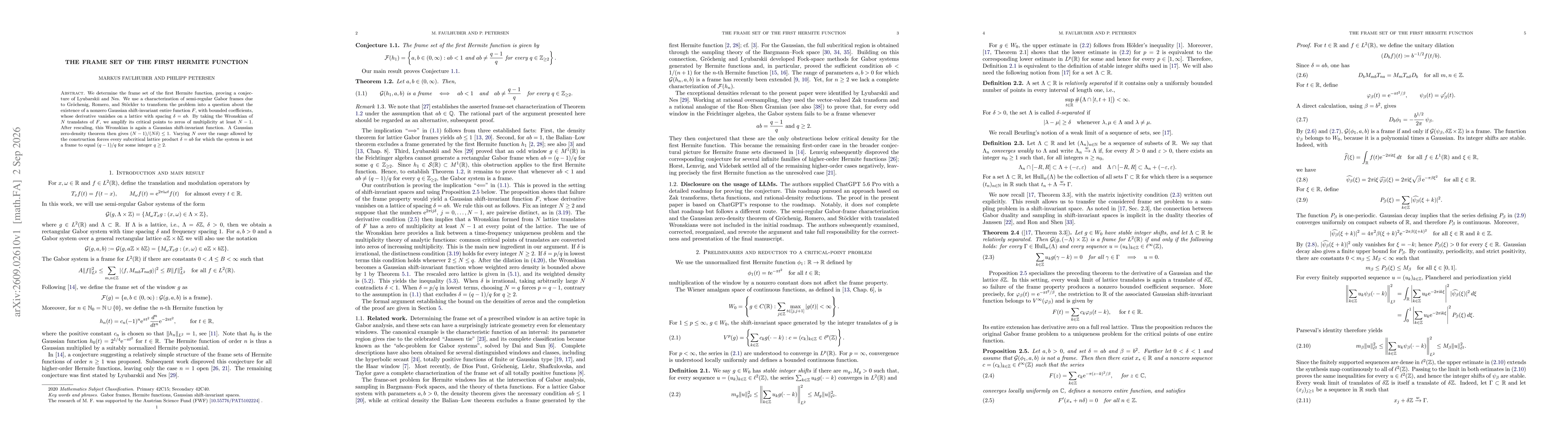 Thumbnail for The frame set of the first Hermite function