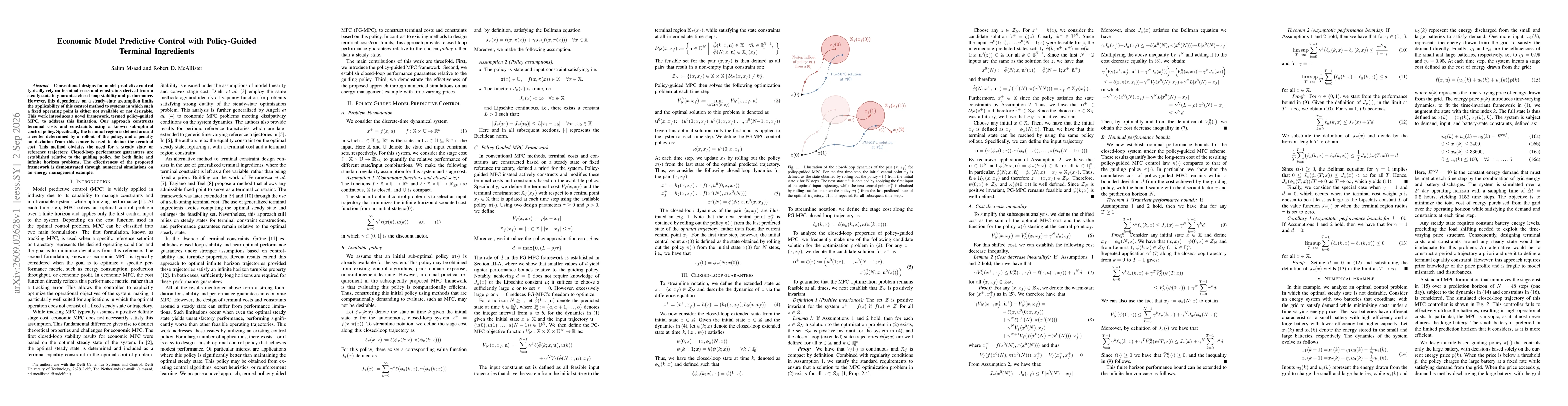 Thumbnail for Economic Model Predictive Control with Policy-Guided Terminal Ingredients