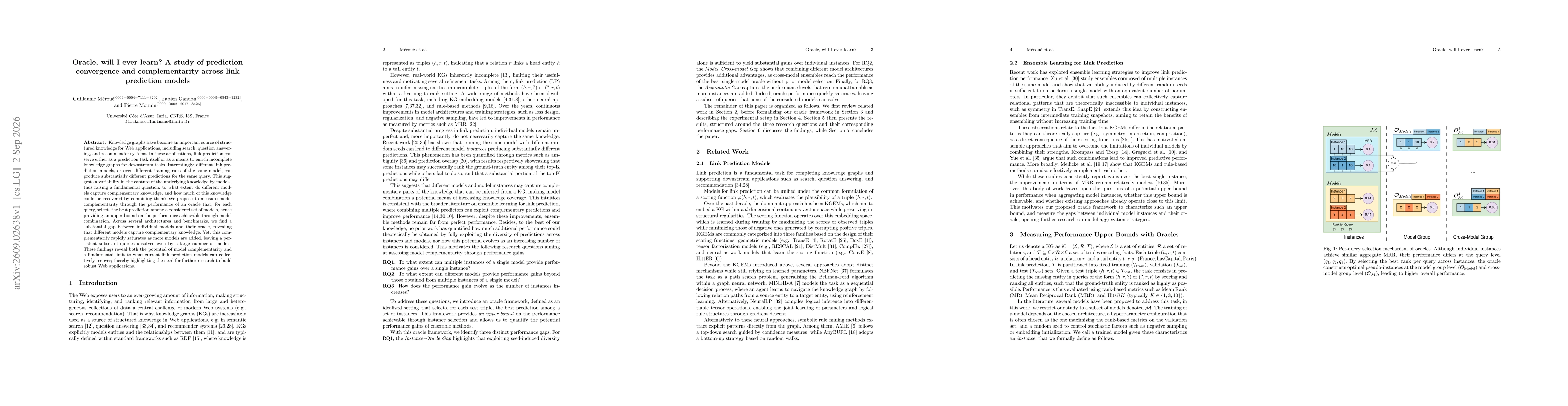 Thumbnail for Oracle, will I ever learn? A study of prediction convergence and complementarity across link prediction models