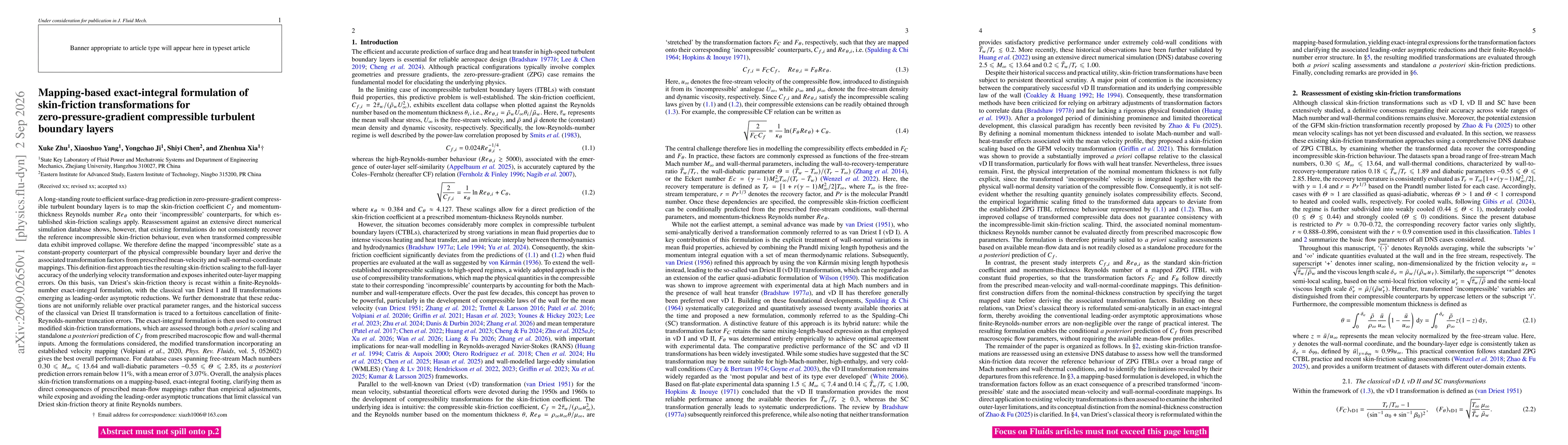 Thumbnail for Mapping-based exact-integral formulation of skin-friction transformations for zero-pressure-gradient compressible turbulent boundary layers
