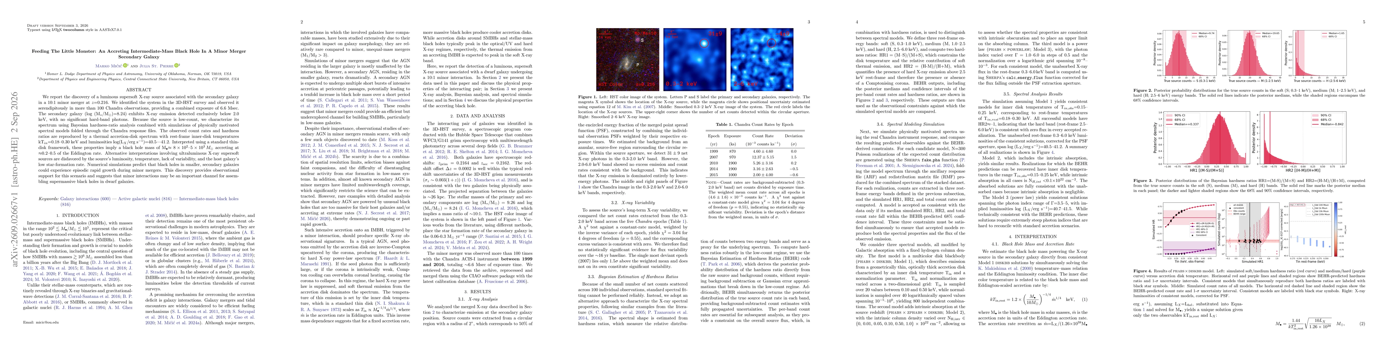 Thumbnail for Feeding The Little Monster: An Accreting Intermediate-Mass Black Hole In A Minor Merger Secondary Galaxy