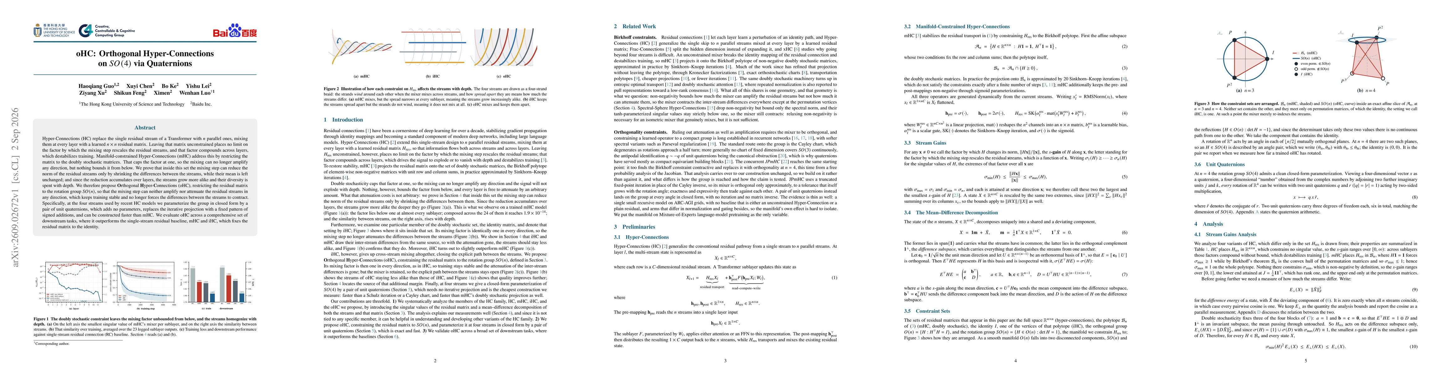 Thumbnail for oHC: Orthogonal Hyper-Connections on SO(4) via Quaternions