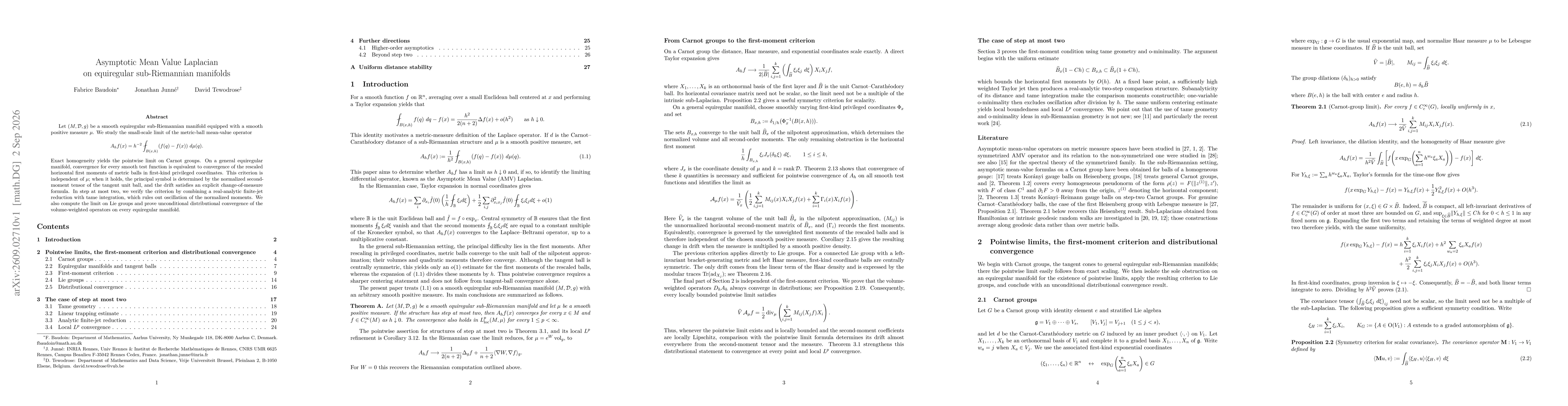 Thumbnail for Asymptotic mean value Laplacian on equiregular sub-Riemannian manifolds