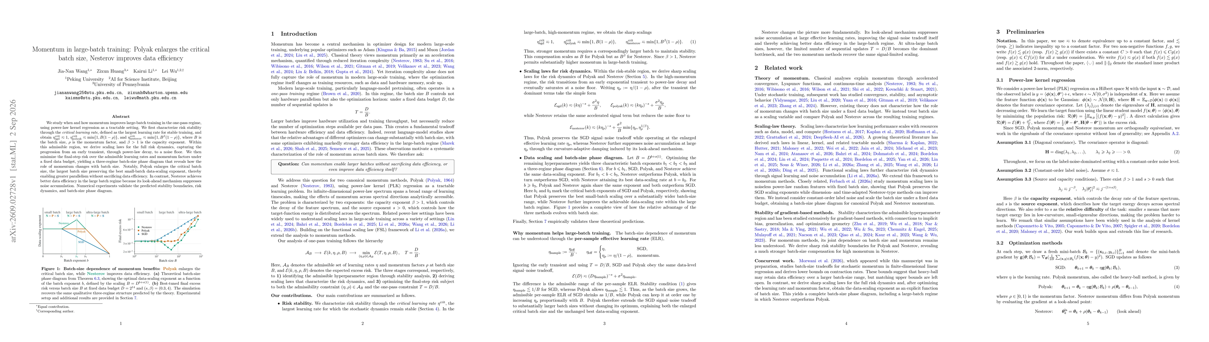 Thumbnail for Momentum in large-batch training: Polyak enlarges the critical batch size, Nesterov improves data efficiency