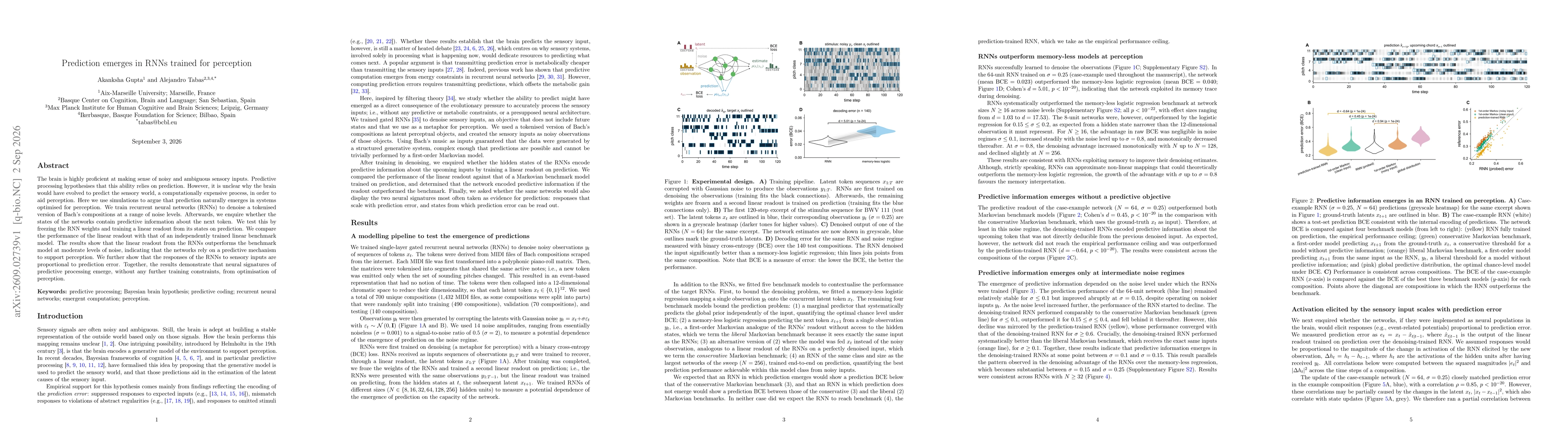 Thumbnail for Prediction emerges in RNNs trained for perception