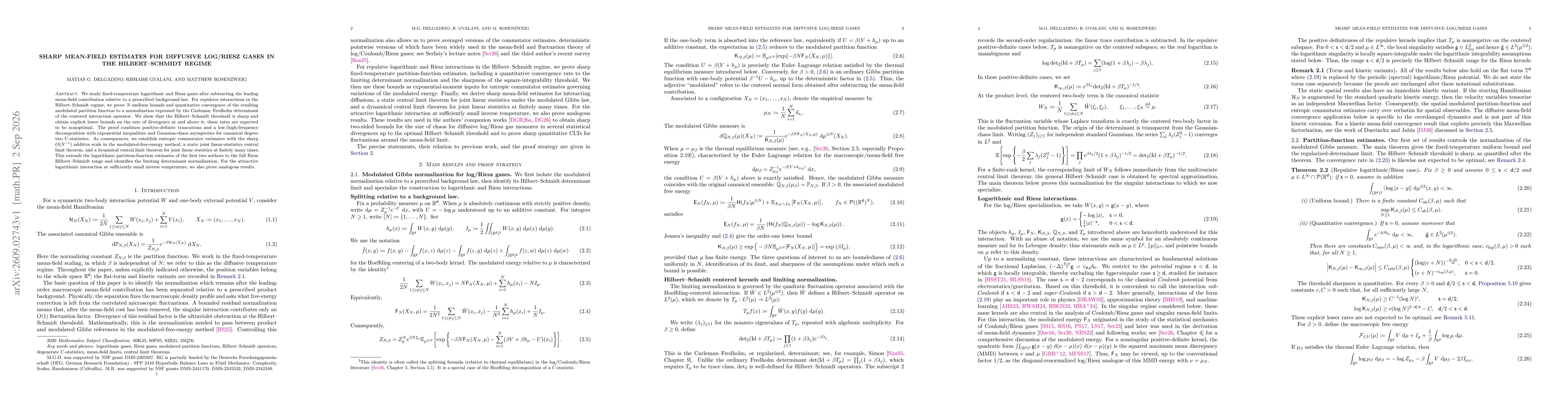 Thumbnail for Sharp mean-field estimates for diffusive log/Riesz gases in the Hilbert--Schmidt regime