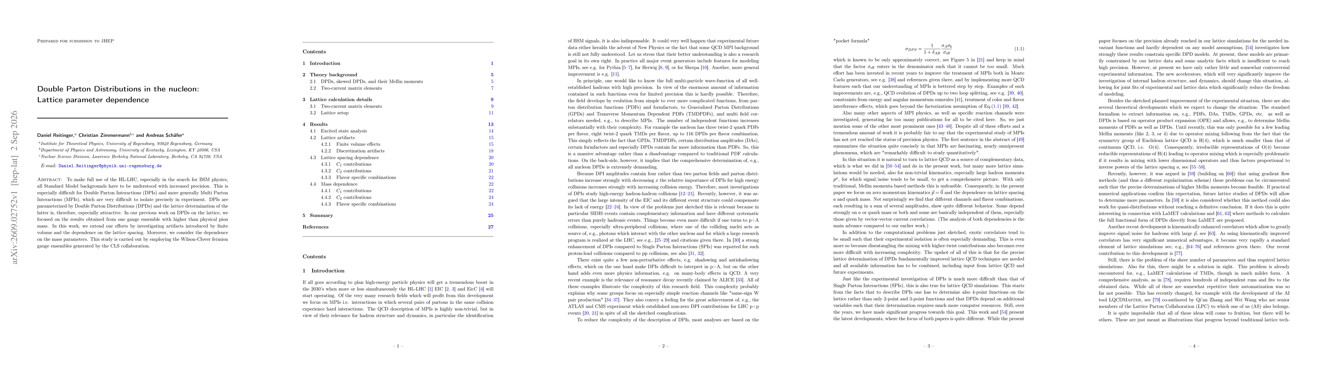 Thumbnail for Double Parton Distributions in the nucleon: Lattice parameter dependence